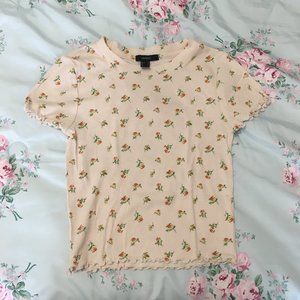 Floral Lettuce hem Shirt
